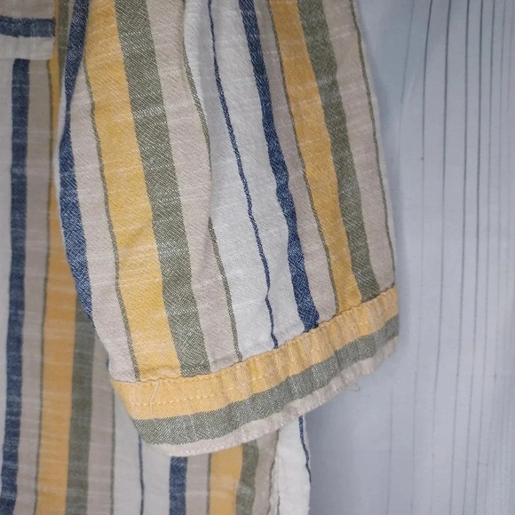 Unique Spectrum 3/4 sleeve100% cotton casual button-down striped shirt - Picture 3 of 9